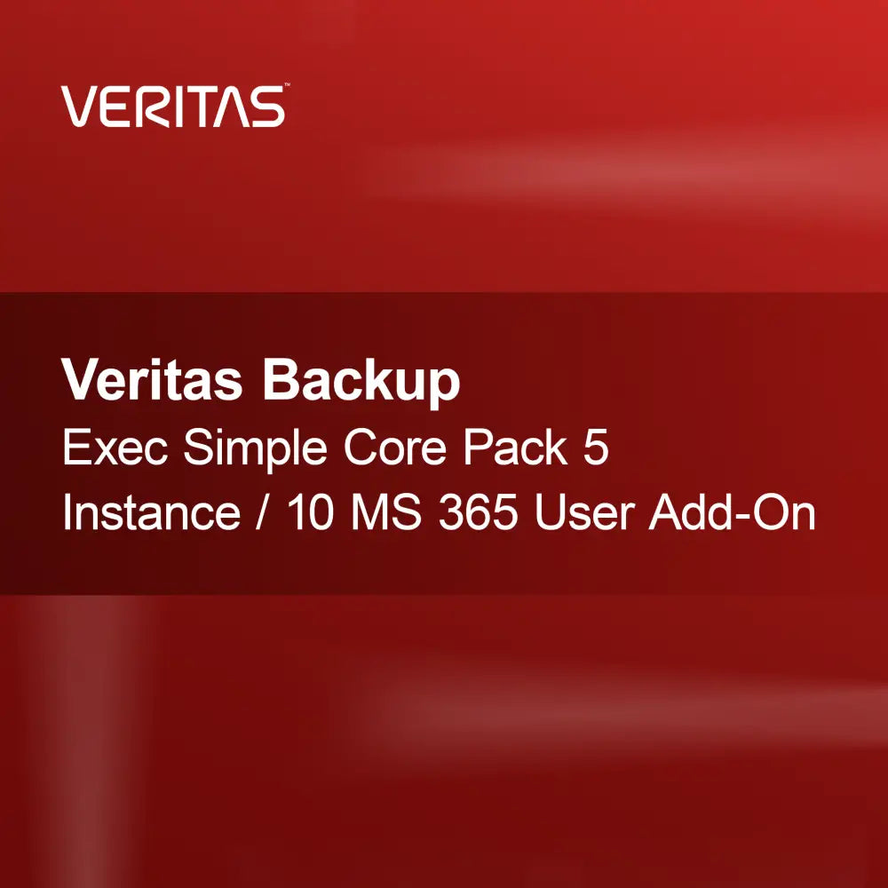 Veritas Backup Exec Simple Core Pack 5 instancji / dodatek na 10 użytkowników MS 365